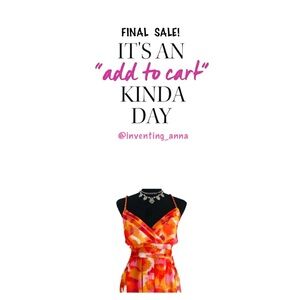 CITY TRIANGLES ~ Vibrant Orange and Red Pleated Sheer Lined Dress size 13